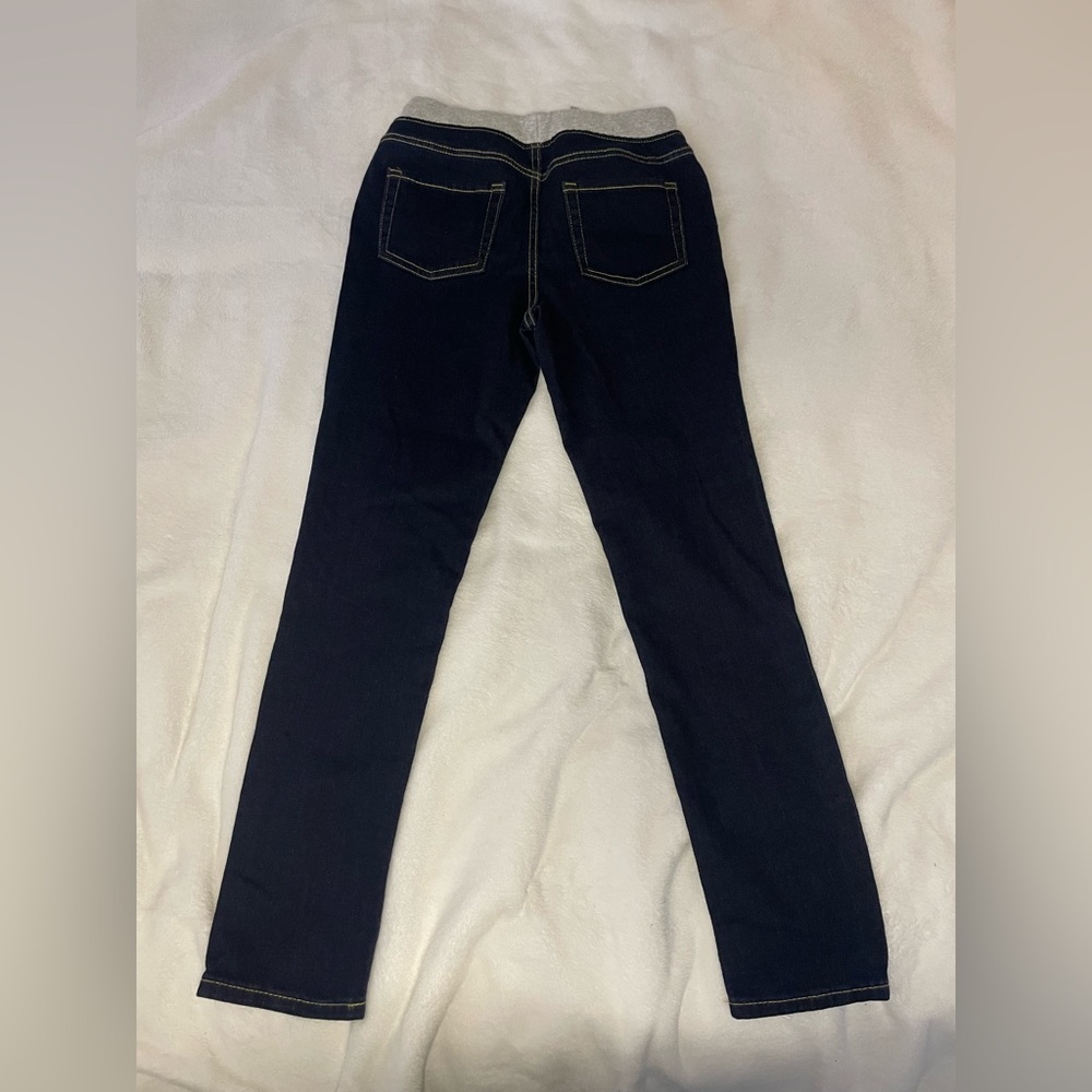 Cat & Jack Girls’ Mid-Rise Knit Waist Pull-On Skinny Jeans Dark Wash size 14 - Picture 2 of 7